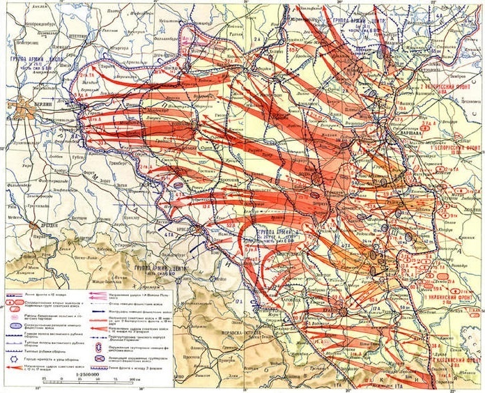 Карта Львовско-Сандомирской стратегической наступательной операции
