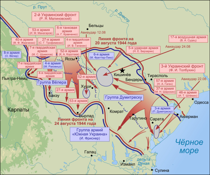 Карта Ясско-Кишиневской операции