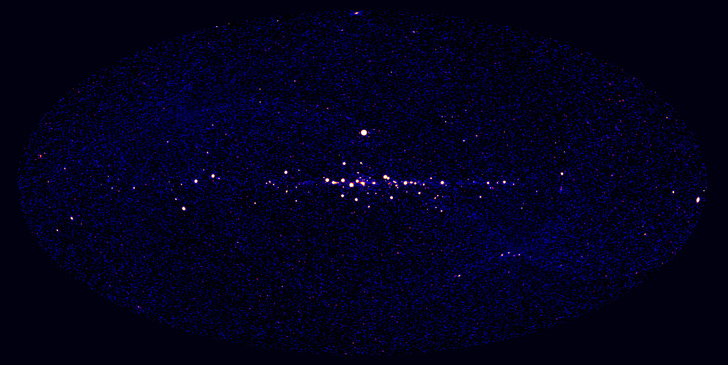 Карта всего неба, полученная по результатам двух обзоров телескопом ART-XC им. М. Н. Павлинского, обсерватория «Спектр-РГ», декабрь 2020 г.