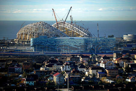 Вид на стройку Олимпийского парка. Декабрь 2012 года
