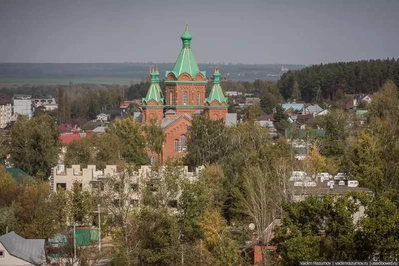 Картинка №10 для «Вид на Задонск и окрестности с колокольни Рождество Богородицкого монастыря»