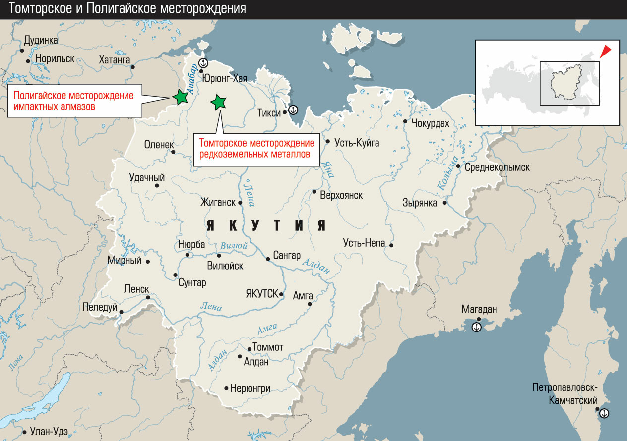 Месторождения якутии карта