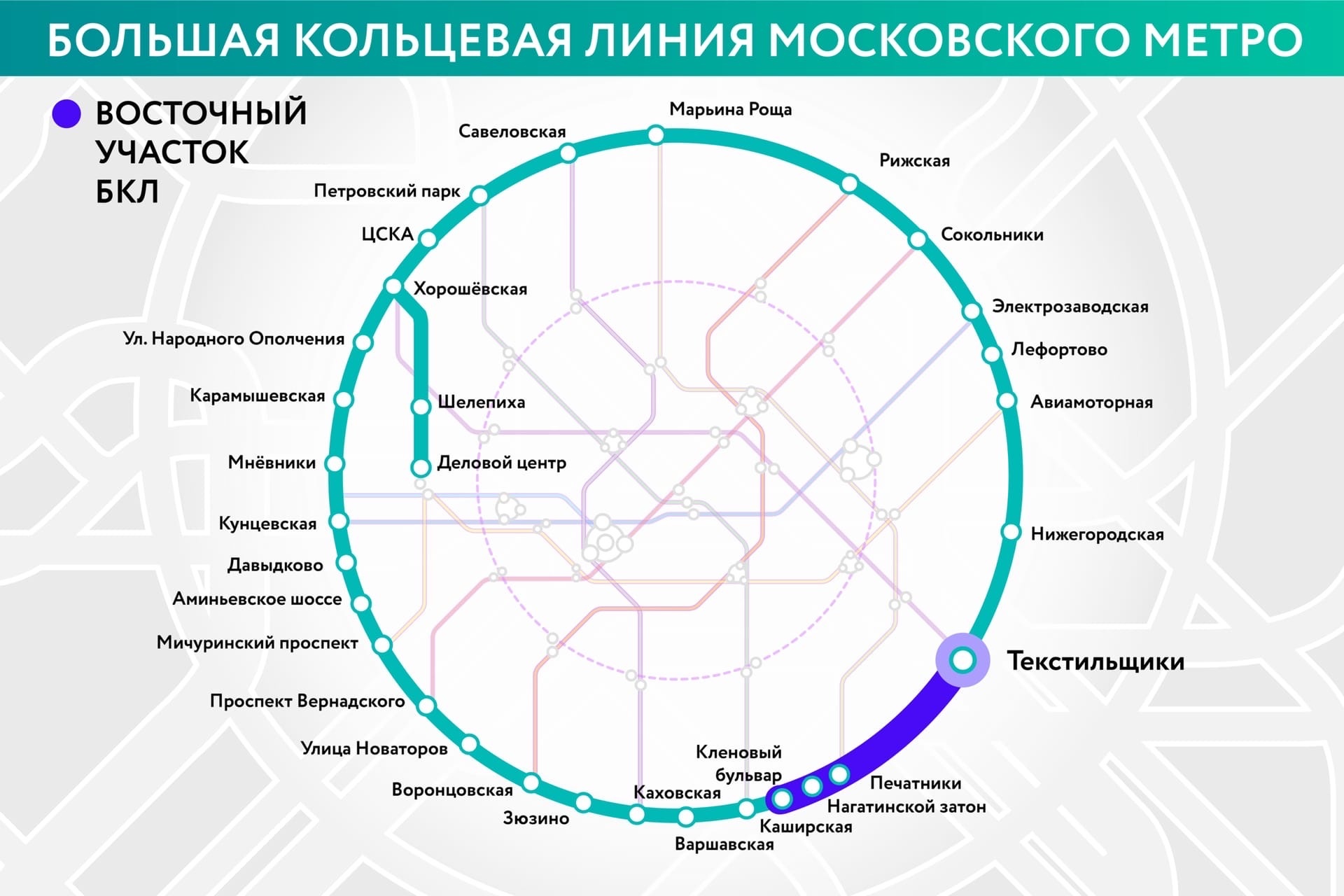 Схема Московского метрополитена с БКЛ