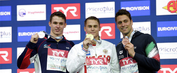 Британец Бенджамин Прауд, россиянин Владимир Морозов и итальянец Лука Дотто (слева направо)