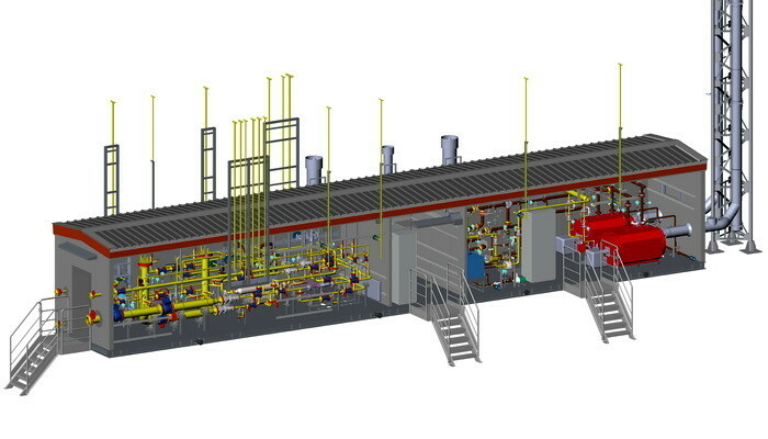 Модуль №2 УПТГ для энергоцентра Харасавэйского месторождения состоит из технологической части, котельной и отсека управления