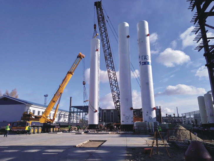 Установка ресивера азота 200м3 на строительной площадке АО "Газпромнефть-ОНПЗ"