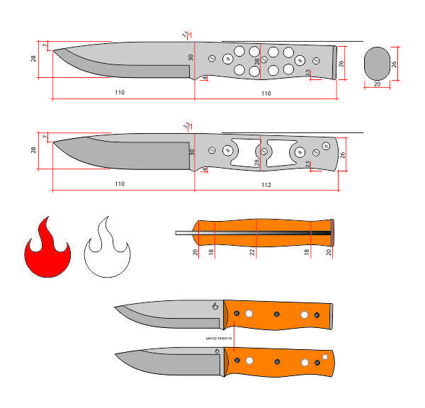 Чертежи ножей для выживания