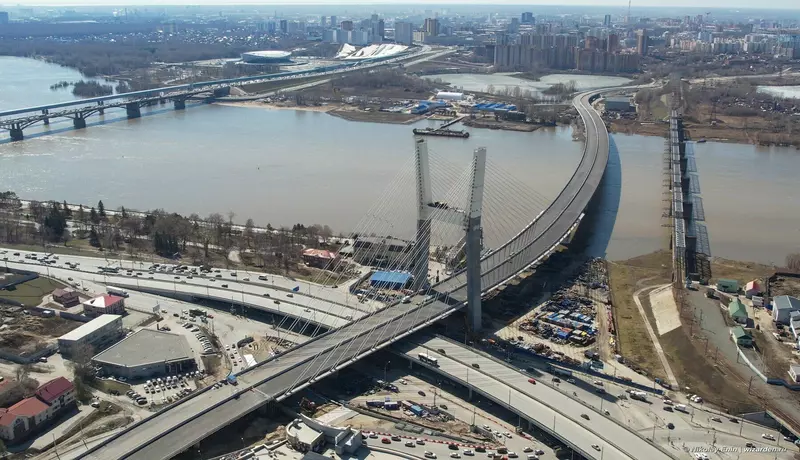 Ход строительства четвертого моста через реку Обь в Новосибирске