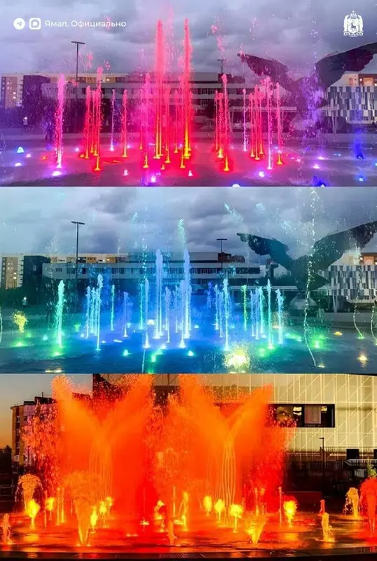 Картинка №7 для «Уникальный светомузыкальный фонтан появился в Новом Уренгое»