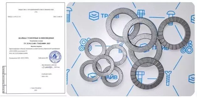 Иллюстрация №1 для публикации «Производство: Трайв объявляет о регистрации стопорно клиновидных шайб 2 в Российском Реестре»