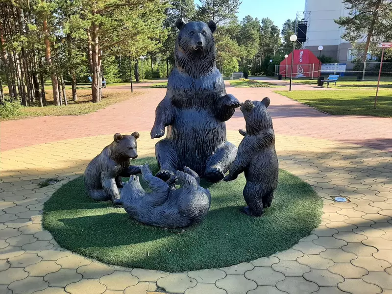 Медведи на городской площади (фото автора)
