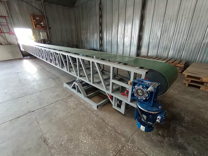 Конвейер ленточный телескопический стационарный B=500мм L=12 000*+8000 вылет стрелы - для транспортировки продукции