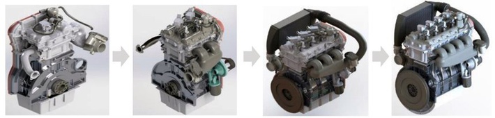 Семейство модульных двигателей НАМИ с количеством цилиндров от одного до четырех