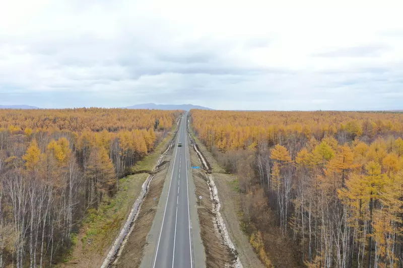 Фото 1 для поста «Дорожное строительство: Участок Южно Сахалинск Ноглики в составе трассы А 393 перевели в асфальтобетон»
