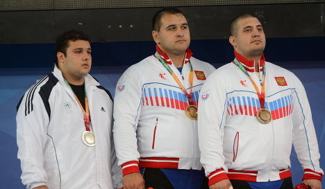 Бахадор Мулеи (Иран) - серебряная медаль, Албегов Руслан (Россия) - золотая медаль, Абуев Магомед (Россия) - бронзовая медаль