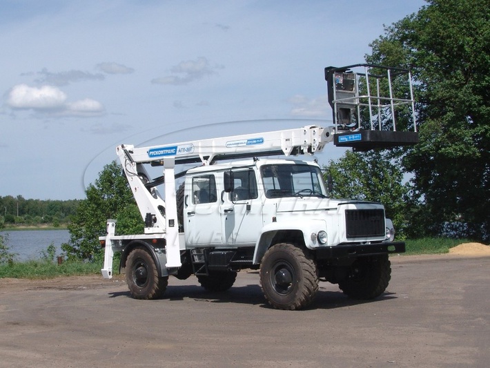 Телескопический автогидроподъемник АГП-20Т сompact на автомобильном шасси ГАЗ-33081 с двухрядной кабиной