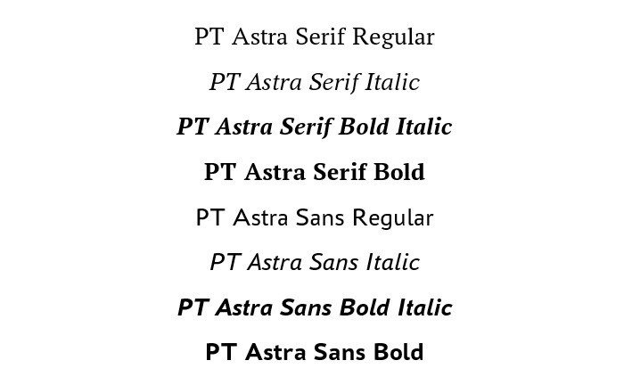 Отечественные шрифты PT Astra Serif и PT Astra Sans являются метрическими аналогами Times New Roman