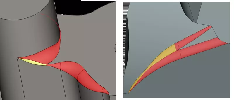 Выпукло-вогнутое сглаживание переменным радиусом