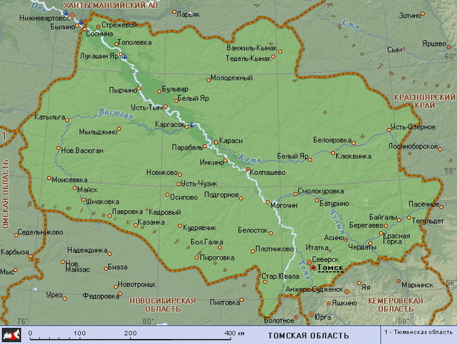 Карта Томской области. Представьте себе, как будут выглядеть охотничьи угодья