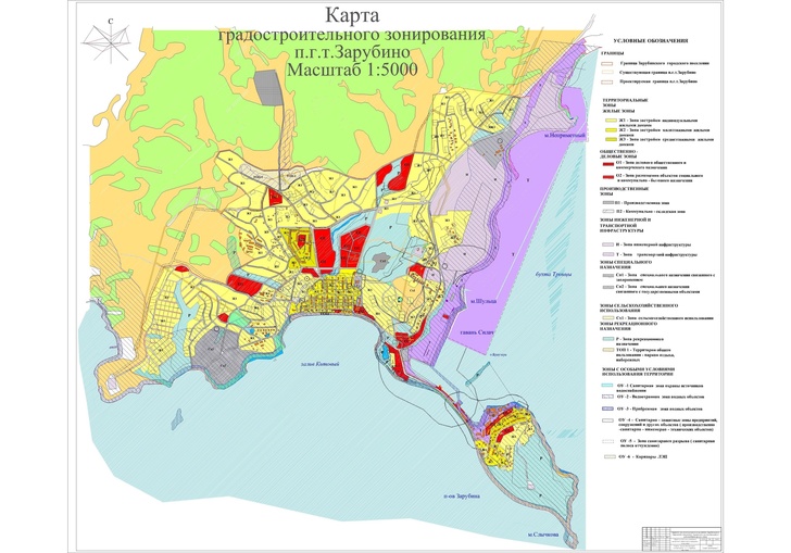 Карта градостроительного зонирования поселка Зарубино и зернового терминала. Схема увеличивается по клику