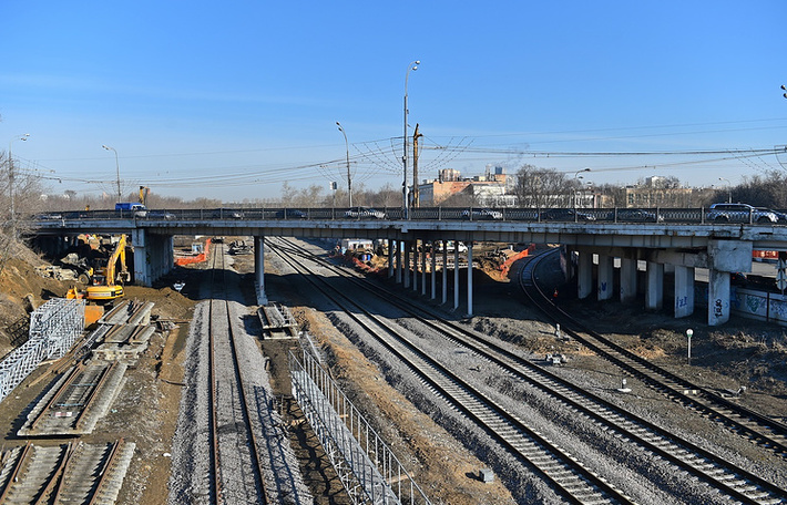 Путепровод на Волоколамском шоссе во время строительства