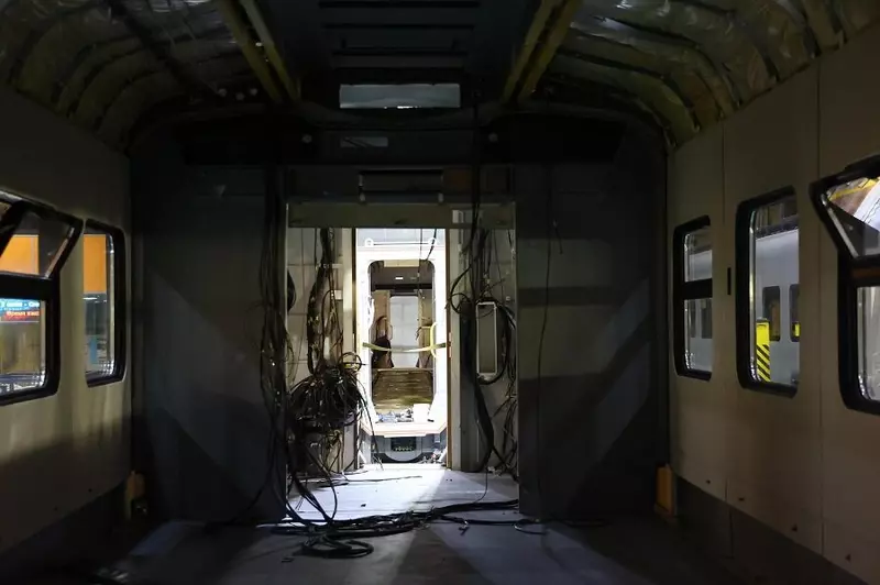 Видны межвагонные переходы (обычные гармошки)