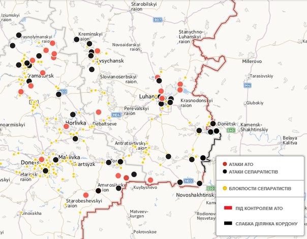 Карта бойових дій на сході україни