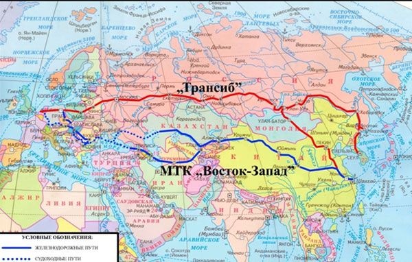 Международные транспортные коридоры россии карта