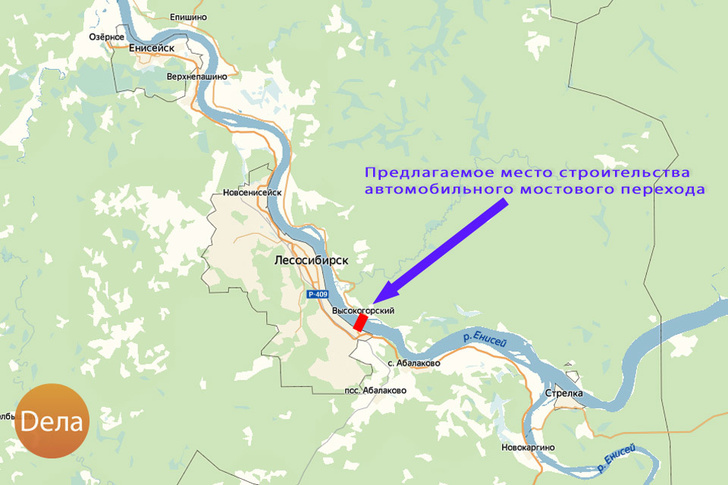 Мост будет расположен на Енисее чуть ниже впадения в него Ангары